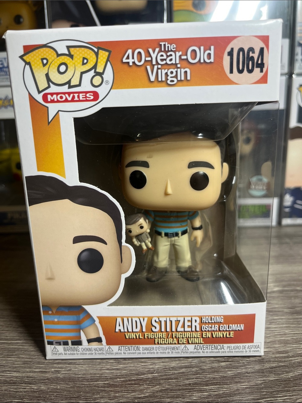 Funko Pop! Movies Andy Stitzer in Blue and Tan Striped Shirt